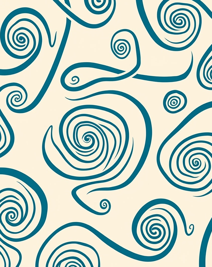 Teal Swirls on Cream Background Rug