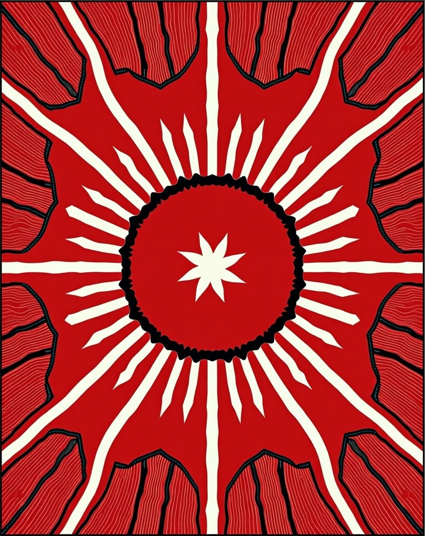 Radiant Red Sunburst Medallion Rug