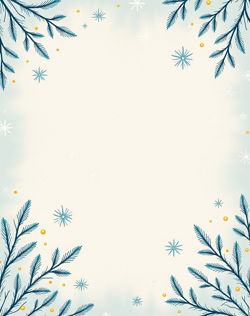 Winter Blue Evergreen Snowflake Accents Rug