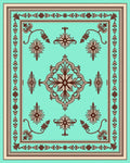 Ornate Floral Medallion Teal Rug
