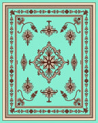 Ornate Floral Medallion Teal Rug