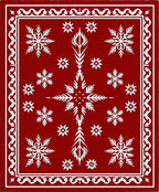 Crimson White Snowflake Wonderland Rug