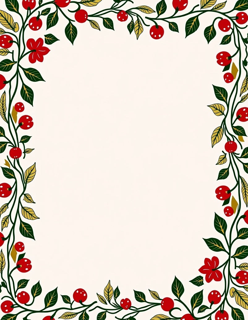 Red Cherry FloralVine Border Rug