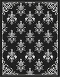 Classic Black White Damask Scroll Rug