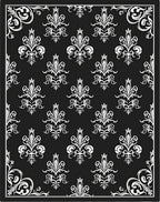 Classic Black White Damask Scroll Rug