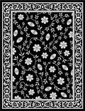Black White Floral Vines Border Rug