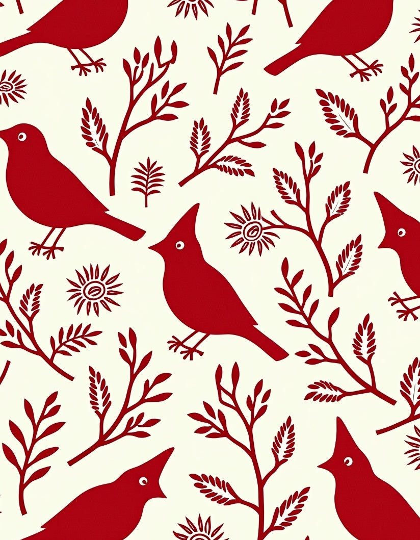 Crimson Cardinal Branch Blossom Rug