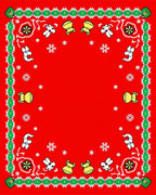 Red Festive Cartoon Holiday Bandana Rug