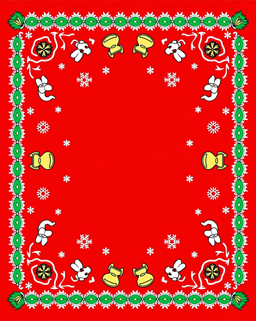 Red Festive Cartoon Holiday Bandana Rug