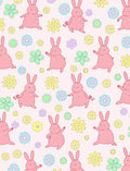 Playful pink bunnies flower meadow Rug