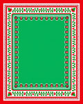 Red Green Folk Art Floral Border Rug