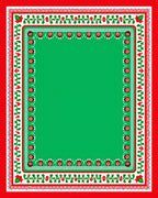 Red Green Folk Art Floral Border Rug