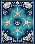 Golden Starburst Celestial Deep Blue Rug