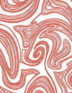 Coral Red Swirling Abstract Lines Rug