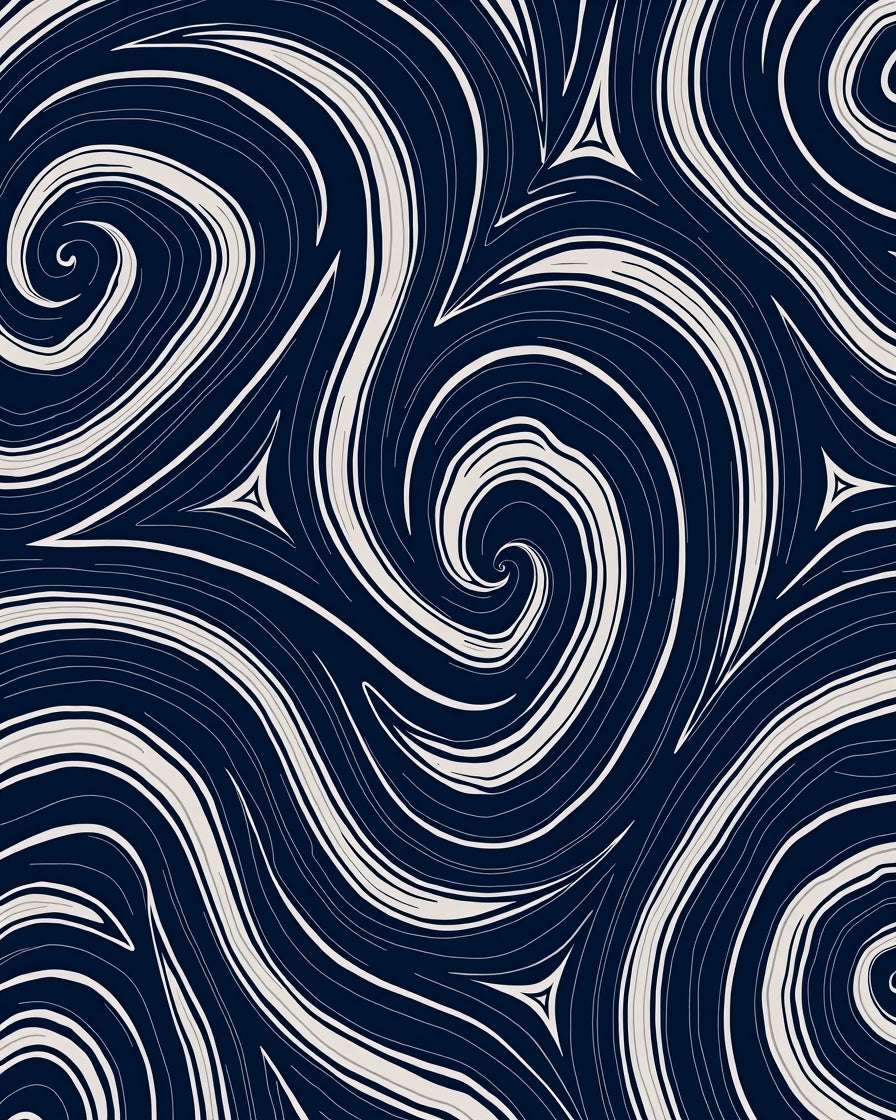 Fluid Navy Cream Swirls Rug