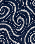 Fluid Navy Cream Swirls Rug