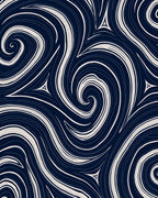 Fluid Navy Cream Swirls Rug