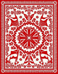 Crimson Tribal Animal Mandala Rug
