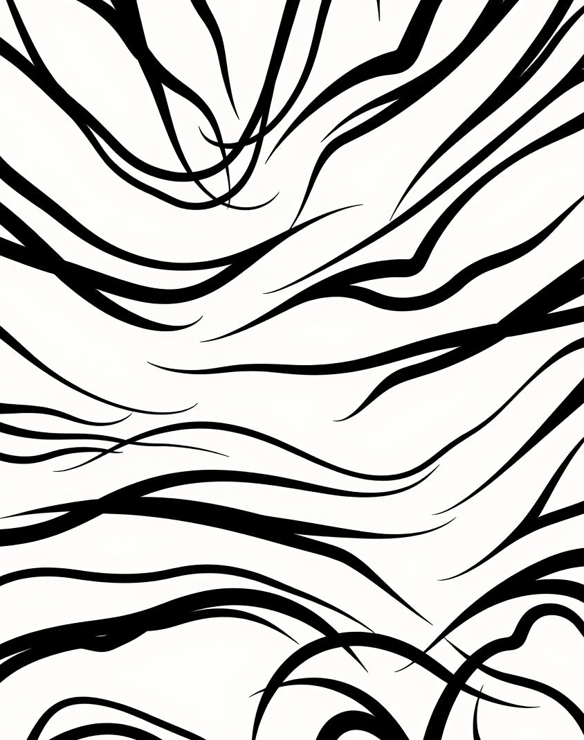 Black White Wispy Swirls Rug