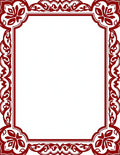 Crimson Floral Ornate Border Rug