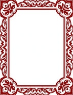 Crimson Floral Ornate Border Rug