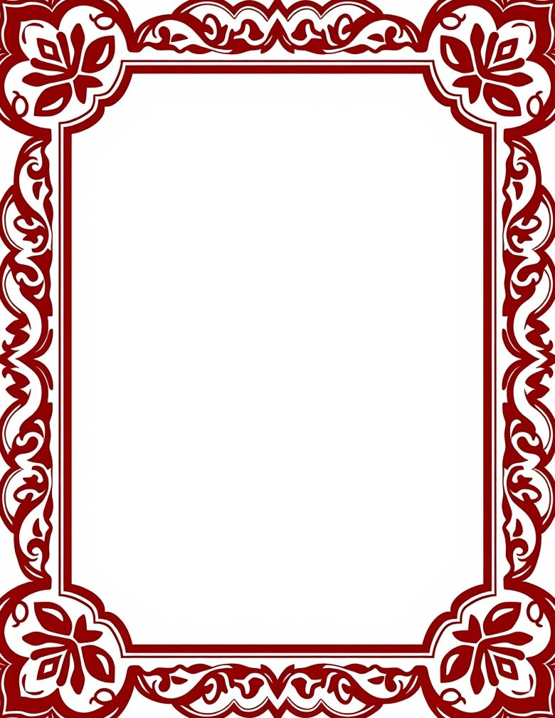 Crimson Floral Ornate Border Rug