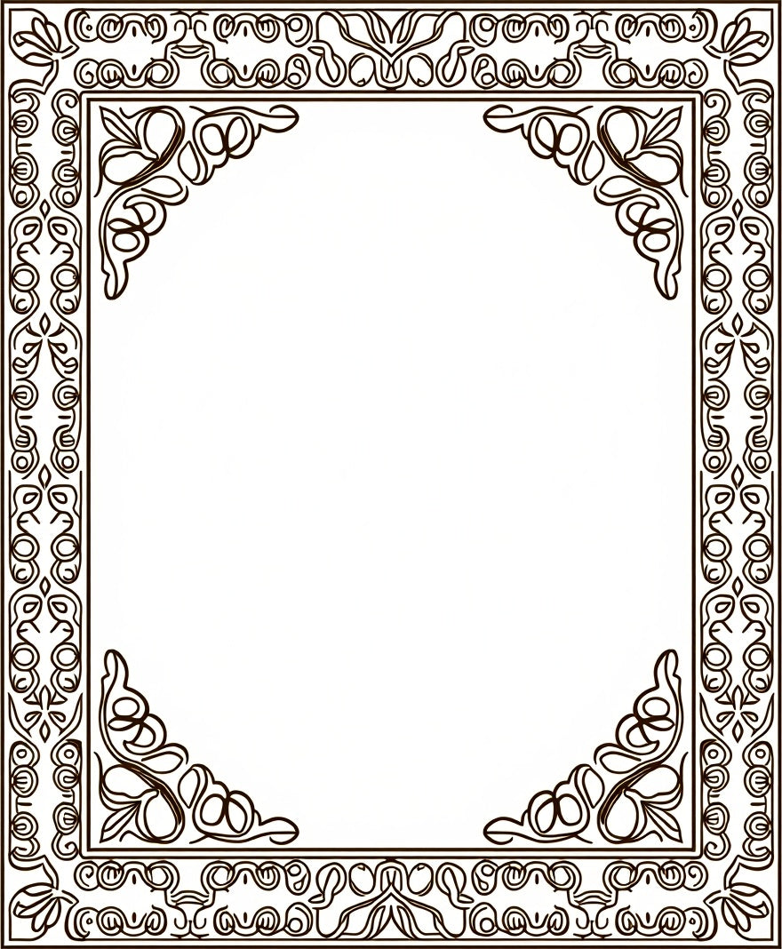 Intricate Floral Border Frame Rug
