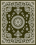 Olive Ivory Ornate Medallion Frame Rug