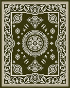 Olive Ivory Ornate Medallion Frame Rug