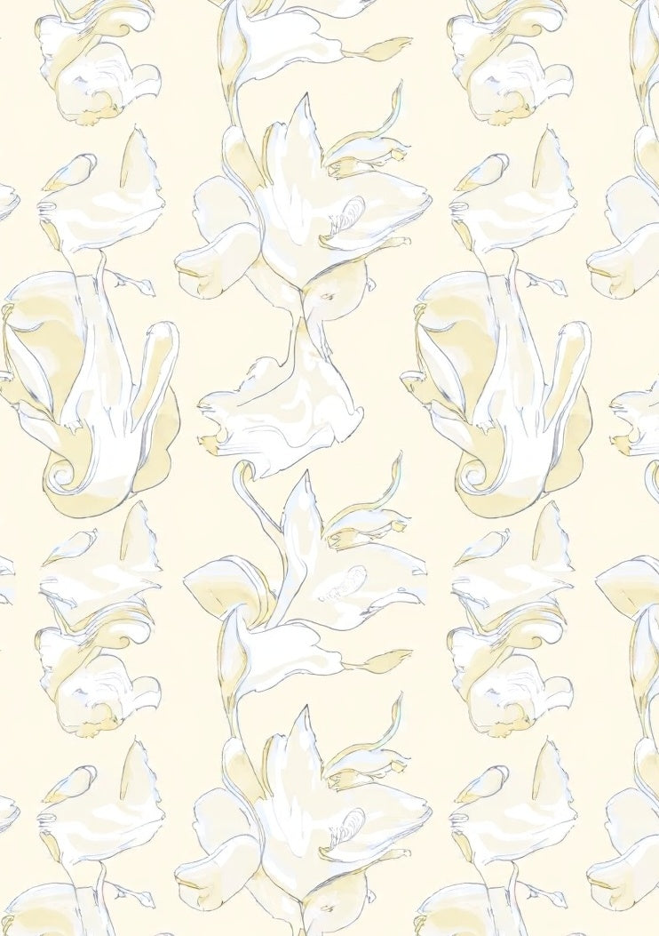 Soft Yellow Abstract Floral Blossom Rug