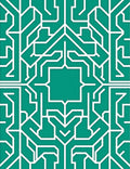 Teal White Geometric Art Deco Labyrinth Rug