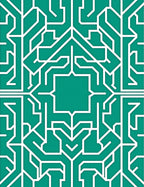 Teal White Geometric Art Deco Labyrinth Rug