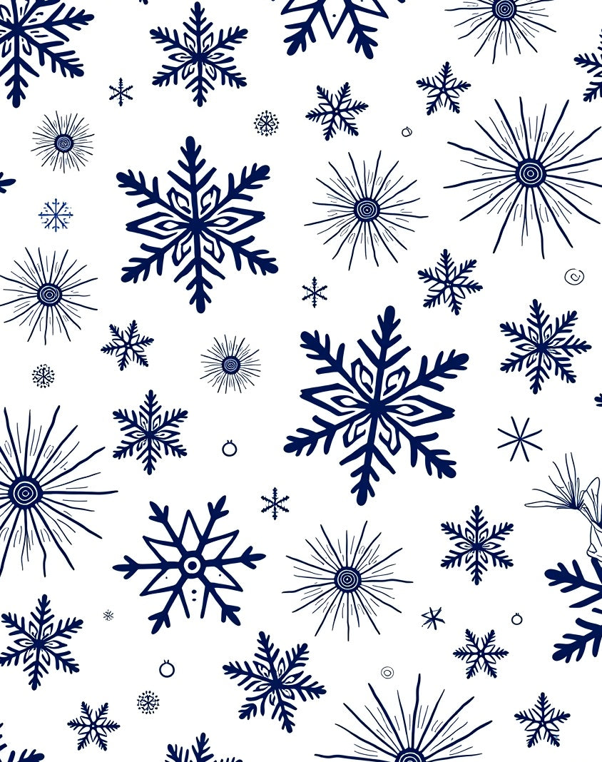 Dark Blue Snowflakes Winter Whimsy Rug