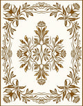 Ornate Brown Floral Botanical Framing Rug
