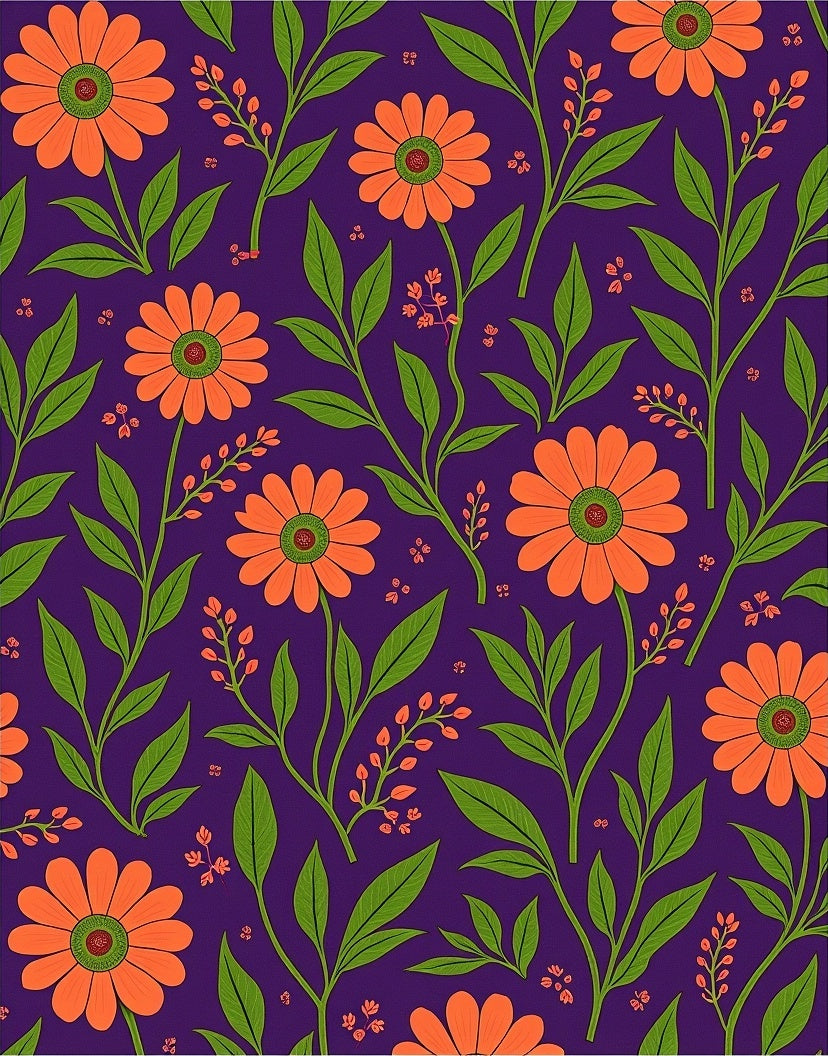 Vibrant Orange Daisy Botanical Garden Rug