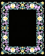 Floral Botanical Border in Pastel Hues Rug