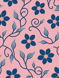 Pink Blue Floral Vine Garden Rug
