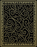 Gold Swirl Black Abstract Border Rug