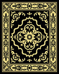 Golden Black Baroque Scrollwork Medallion Rug