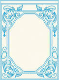 Blue Floral Acanthus Scroll Frame Rug