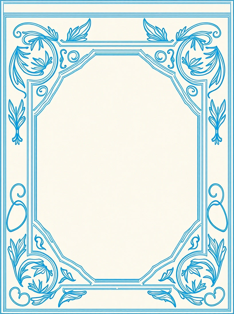Blue Floral Acanthus Scroll Frame Rug