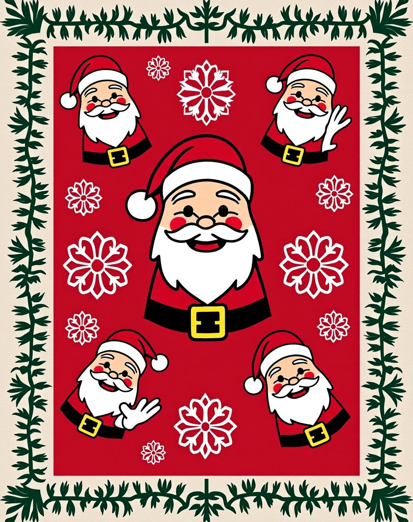 Festive Santa Claus Snowflake Array Rug
