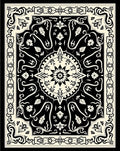 Classic Black Cream Floral Medallion Rug