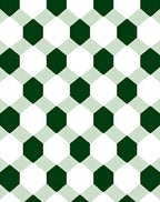 Emerald Green White Hexagon Grid Rug