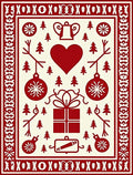 Red White Holiday Icons Gift Heart Rug