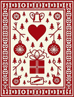 Red White Holiday Icons Gift Heart Rug