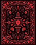 Crimson Floral Medallion Frame Rug