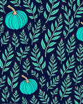 Teal Pumpkin Leafy Branch Arrangement Rug