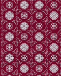Deep Red White Flourish Mandala Rug