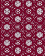 Deep Red White Flourish Mandala Rug